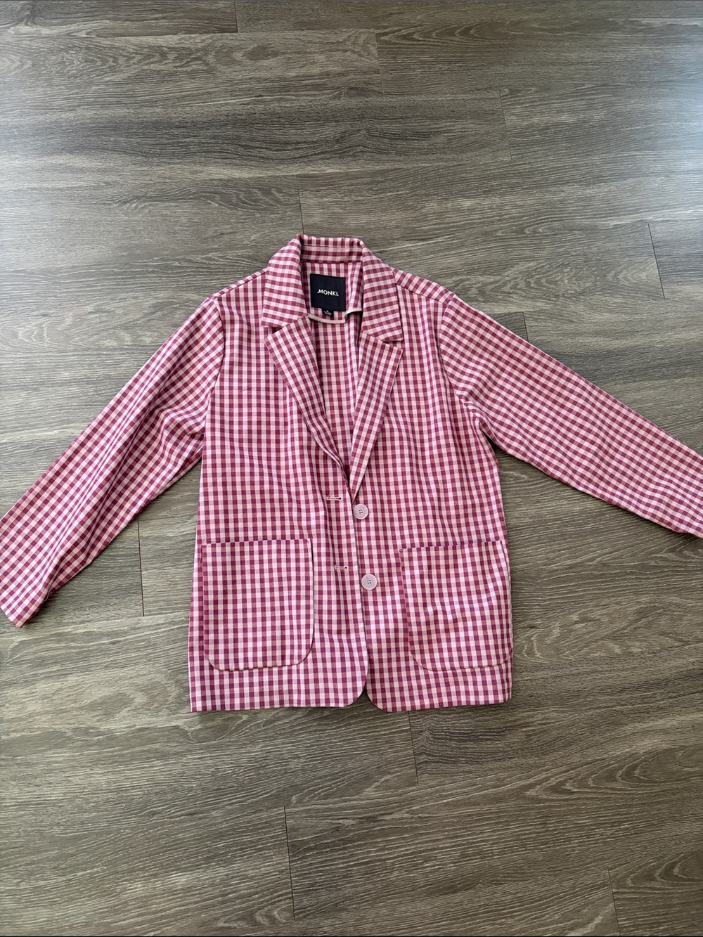 Monki Pink Gingham Blazer